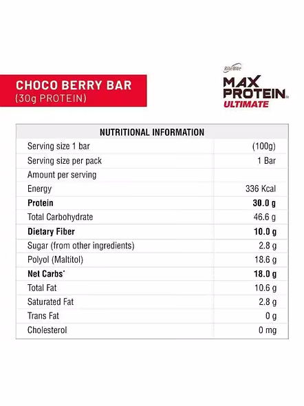 Rite Bite Max Protein Choco Berry Bar 30G Protein (100 G)-1