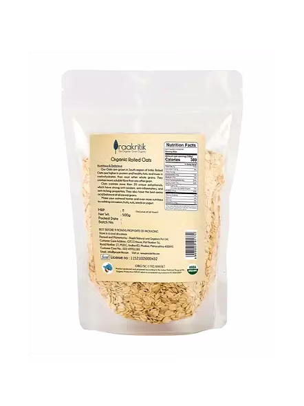 Praakritik Organic Rolled Oats (500 G)-1