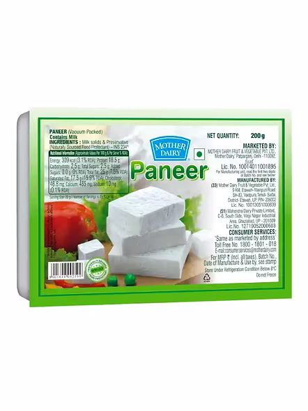 Mother Dairy Paneer (200 G)-2351