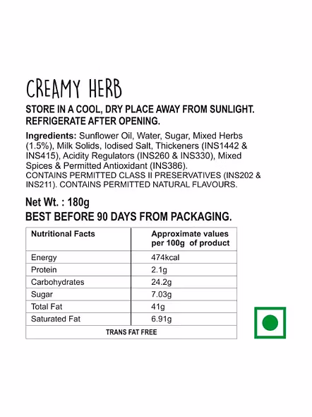 Wingreens Creamy Herb Dip (180 G)-1