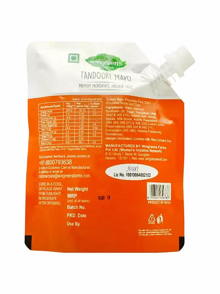 Wingreens Tandoori Mayonnaise Pouch (180 G)-1