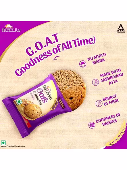 Sunfeast Farmlite Oats Raisins Cookies (150 G)-2