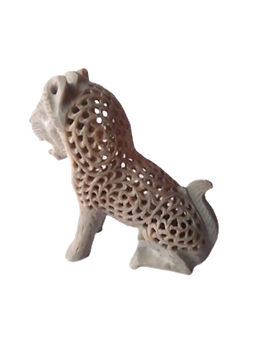 Hand Crafted Soapstone Show Piece - Lion Sitting Posture-LI15-sm