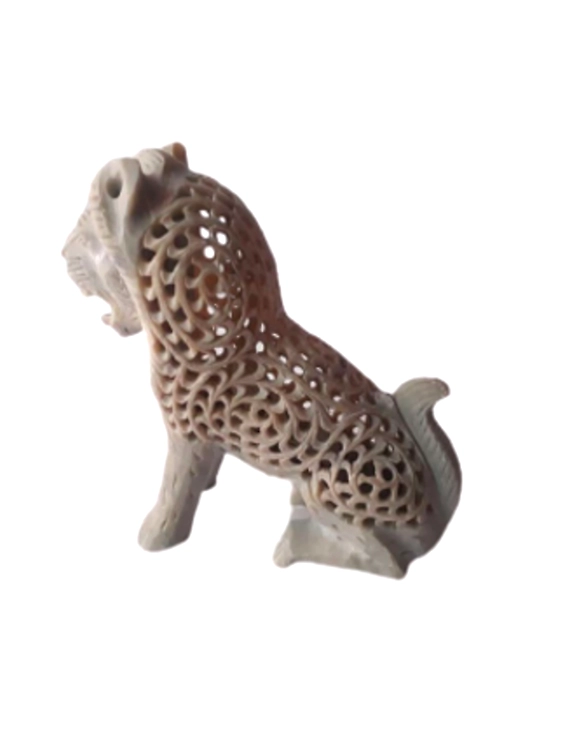 Hand Crafted Soapstone Show Piece - Lion Sitting Posture-LI15