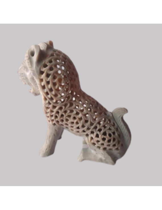 Hand Crafted Soapstone Show Piece - Lion Sitting Posture-1