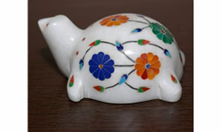 Hand Crafted Italian Marble Tortoise Paper Weight with Inlay work
