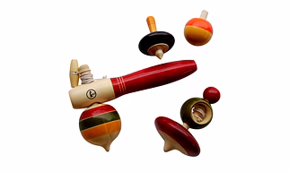 Set of 4 Different Colors Wooden Merry Top