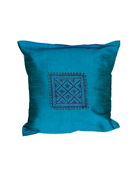 Firozi Sozni Pure Silk Cushion Cover Without Filler-1-sm
