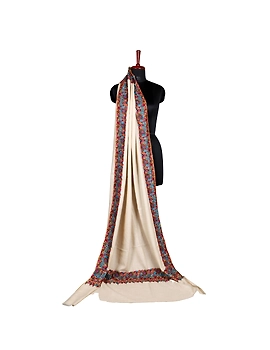 Cream Border Embroidered Pashmina Shawl-2-sm
