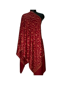Rust Emroidered Semi Pashmina Stole-ST07-sm