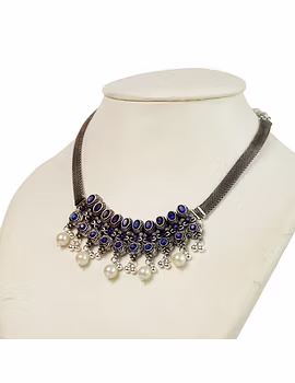Oxidized Chik Chokar Necklace Set-1-sm