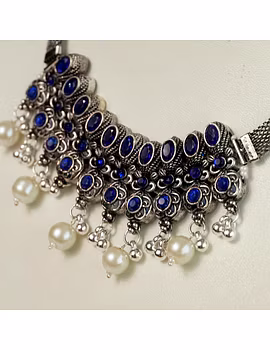 Oxidized Chik Chokar Necklace Set-3-sm