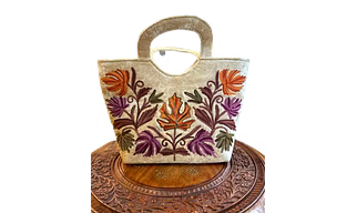 Off-White  Emroidered Leather Handbag with Short Handle
