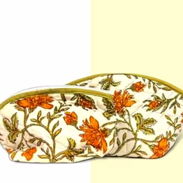 yellow arched floral toiletry kit set of 2