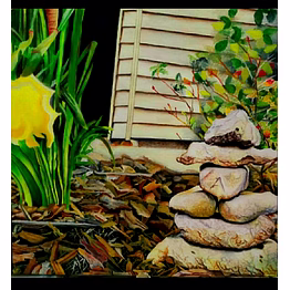 oil painting on canvas: back yard