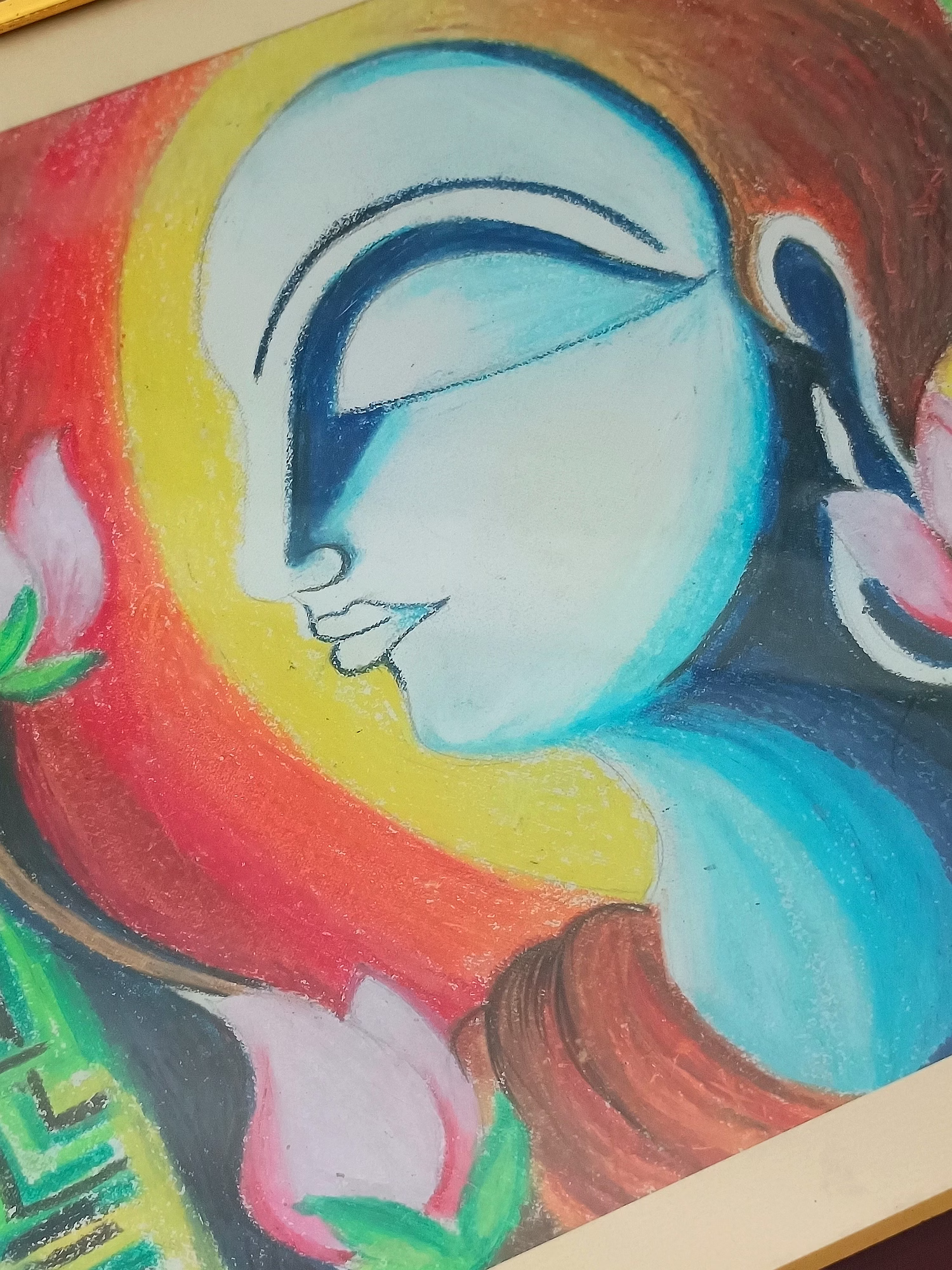 acrylic color painting on cartridge paper - lord budhha