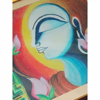 acrylic color painting on cartridge paper - lord budhha