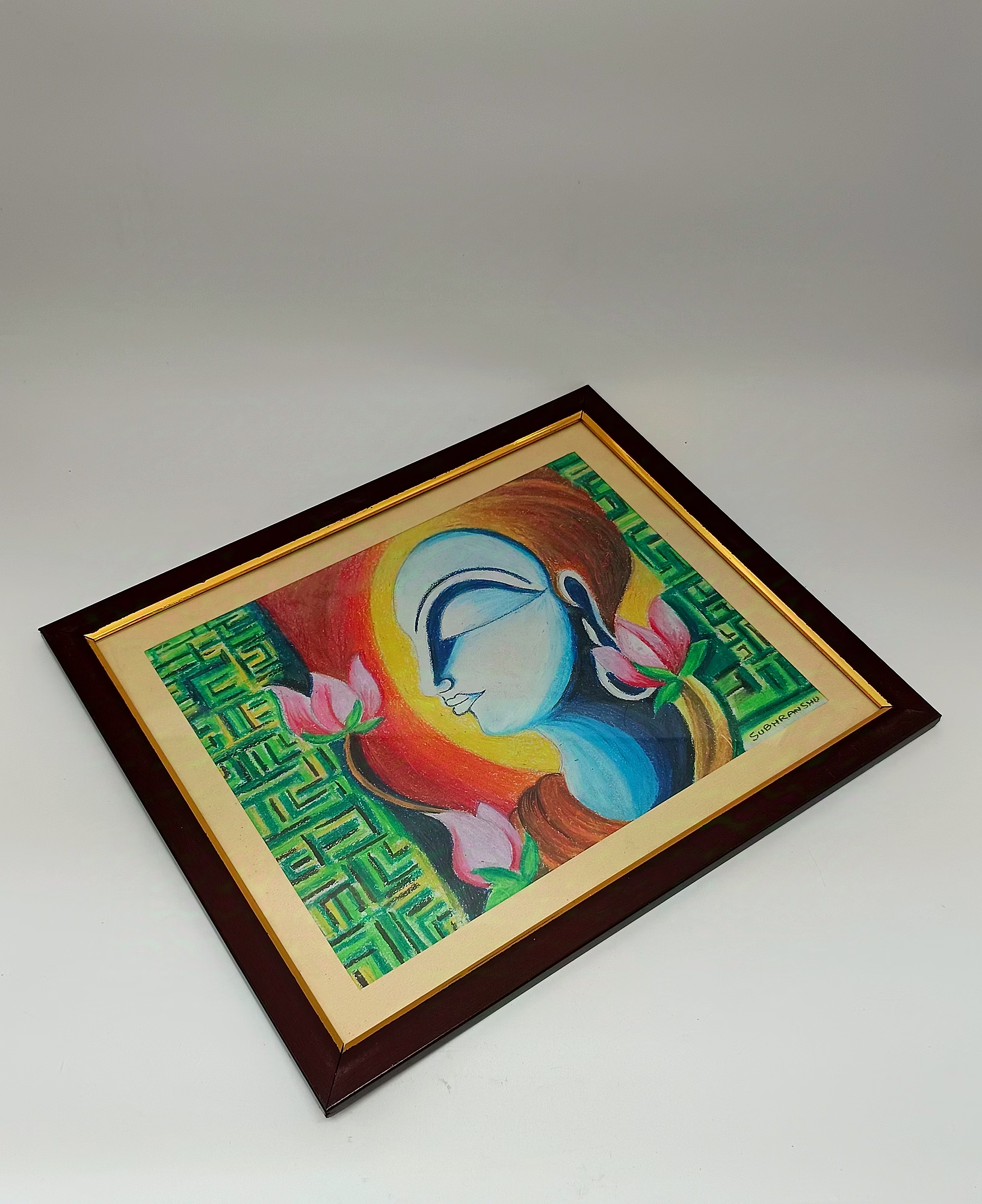 Acrylic Color Painting on Cartridge Paper - Lord Budhha image 2