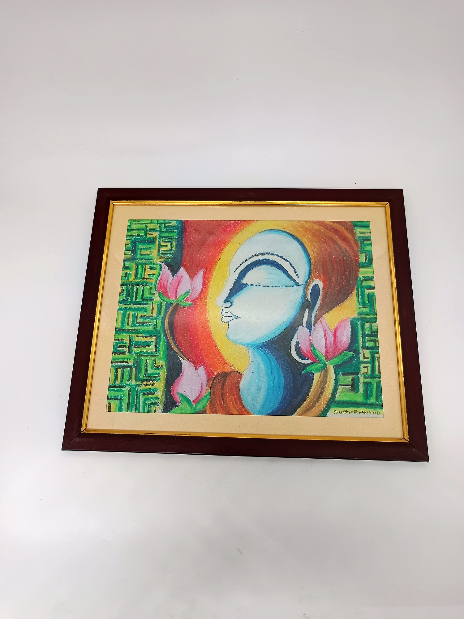 Acrylic Color Painting on Cartridge Paper - Lord Budhha image 3