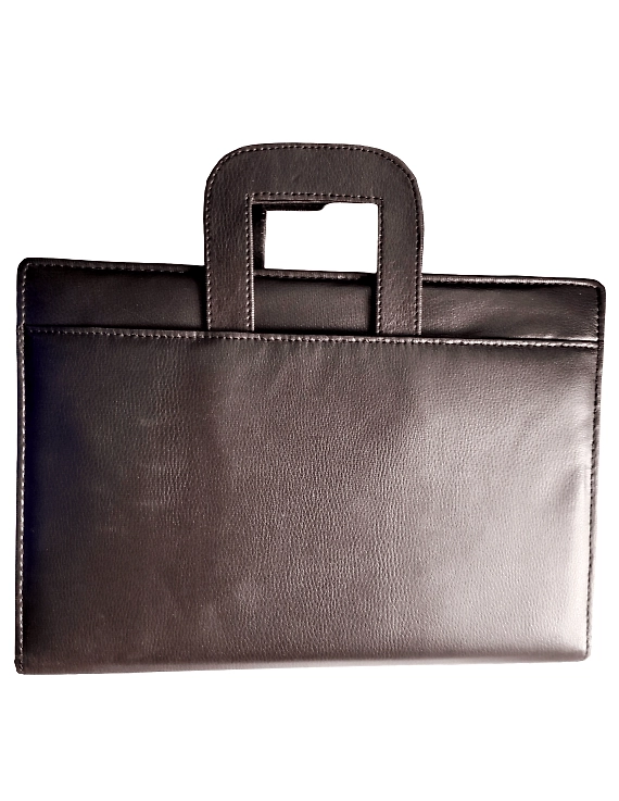 Premium Rexin Black Office Handle Bag with 3-Ring Binder &amp; Zipper for Documents-CO10