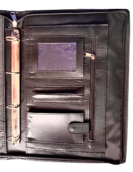 Premium Rexin Black Office Handle Bag with 3-Ring Binder &amp; Zipper for Documents-1-sm