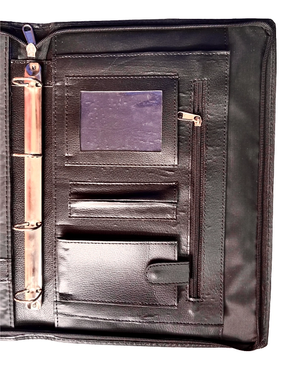 Premium Rexin Black Office Handle Bag with 3-Ring Binder &amp; Zipper for Documents-1