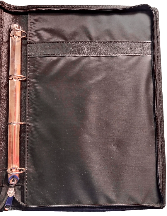 Premium Rexin Black Office Handle Bag with 3-Ring Binder &amp; Zipper for Documents-2
