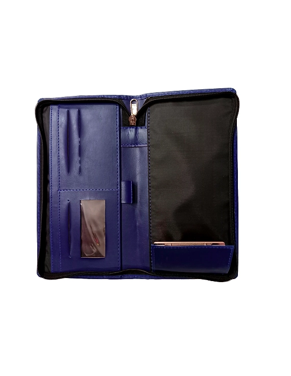 Classic Blue ChequeBook Holder Passbook Passport Car Document Holder For Men &amp; Women-1