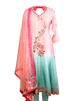 Aqua Pink Rose Crepe Silk Embroidered Designer 3-Piece Suit-WS01-sm