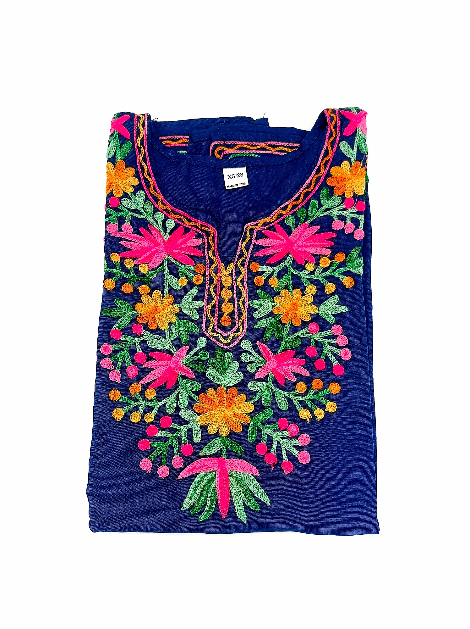 dark blue aari work cotton kurta – girls