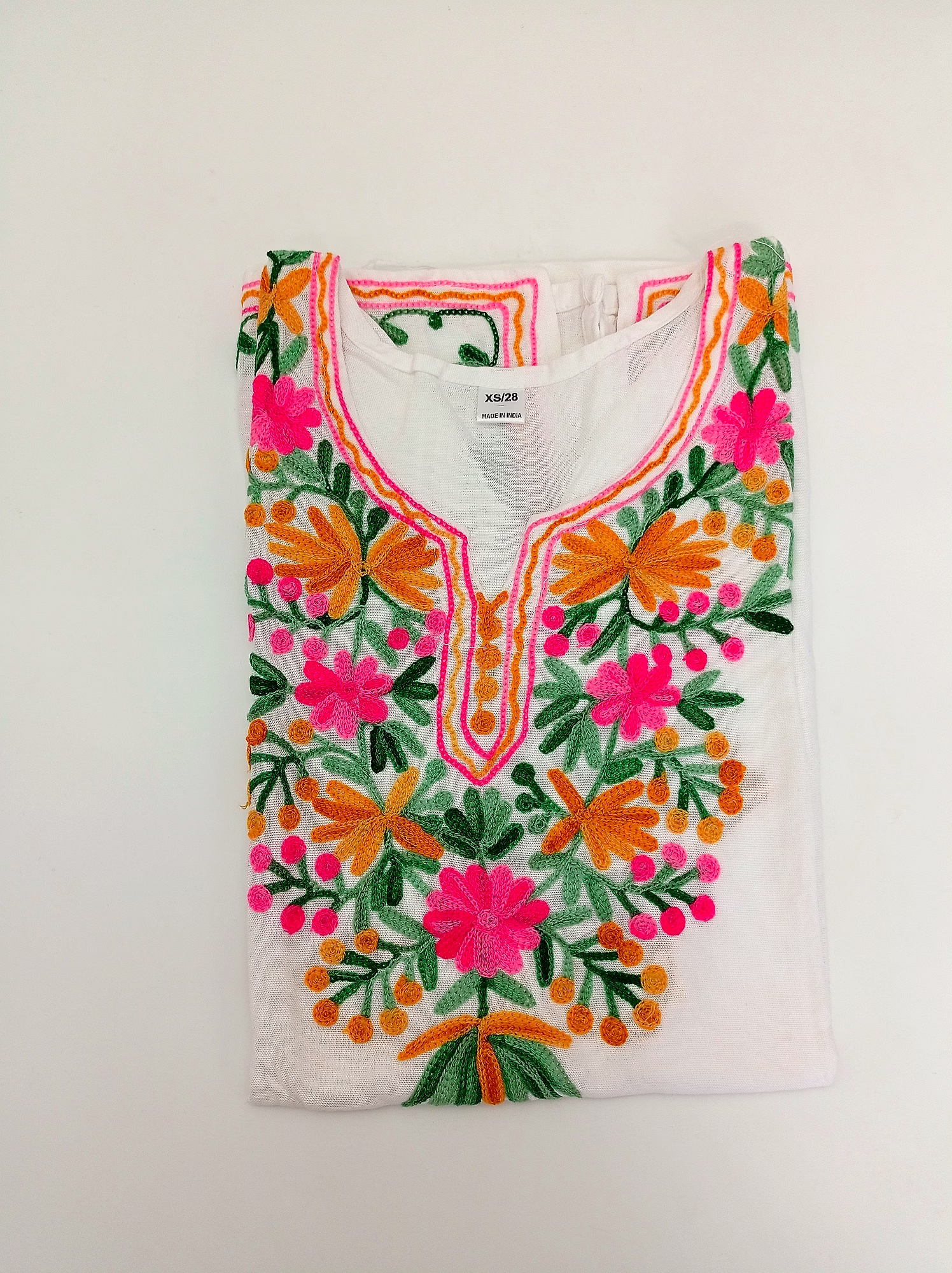 white aari work cotton kurta - women