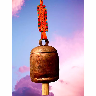 rustic melody bell with leather belt whim chain