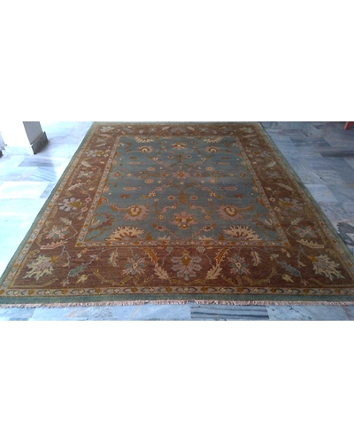 Handknotted Turkish Blue / Brown Rug 8x10 7009-Blue-8x10-5/32-2