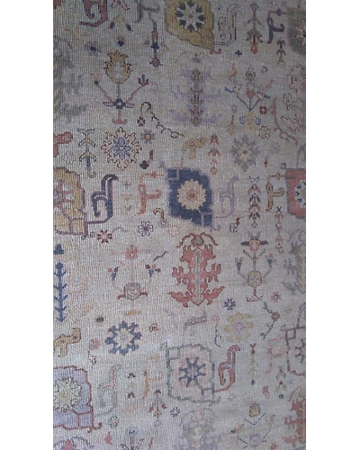 Handknotted Turkish Beige / Blue Grilled Rug 8x10 7013-7013