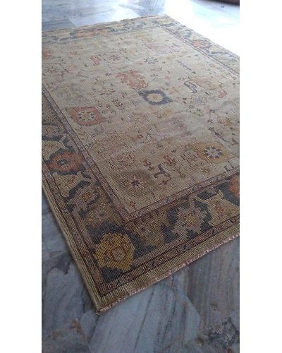 Handknotted Turkish Beige / Blue Grilled Rug 8x10 7013-Beige-8x10-6/40-4