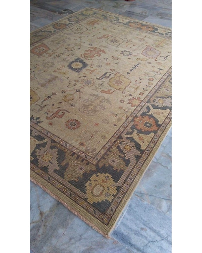 Handknotted Turkish Beige / Blue Grilled Rug 8x10 7013-Beige-8x10-6/40-8