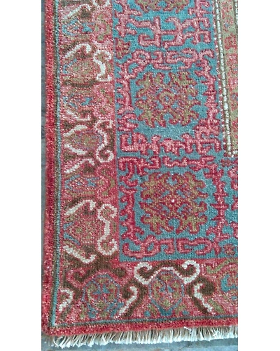 Handknotted Turkish Red / Light Blue Rug 8x10 7046-7046
