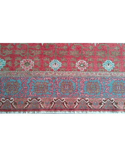Handknotted Turkish Red / Light Blue Rug 8x10 7046-Red-8x10-6/40-2