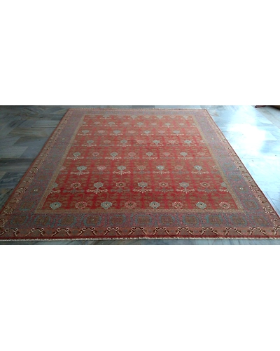 Handknotted Turkish Red / Light Blue Rug 8x10 7046-Red-8x10-6/40-3