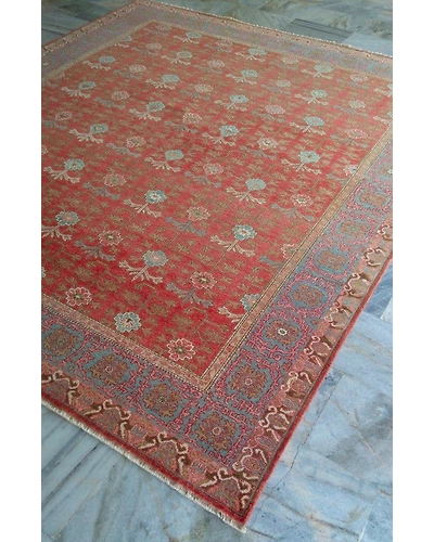 Handknotted Turkish Red / Light Blue Rug 8x10 7046-Red-8x10-6/40-4