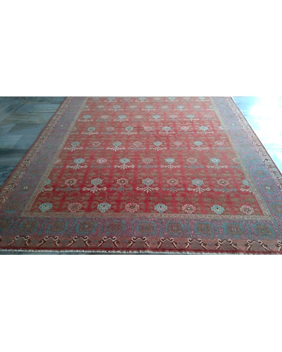 Handknotted Turkish Red / Light Blue Rug 8x10 7046-Red-8x10-6/40-7