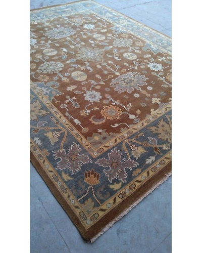 Handknotted Turkish Brown / Blue Rug 8x10 7005-7005