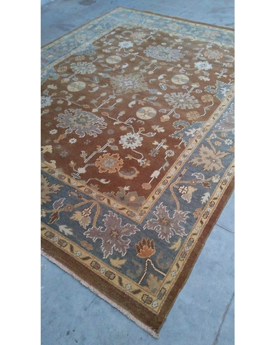 Handknotted Turkish Brown / Blue Rug 8x10 7005-Brown-8x10-5/32-5