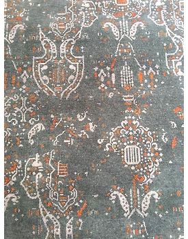 Handknotted Turkish Black Abstract Rug 8x10 7054