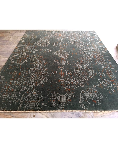 Handknotted Turkish Black Abstract Rug 8x10 7054-Black-8x10-6/40-2