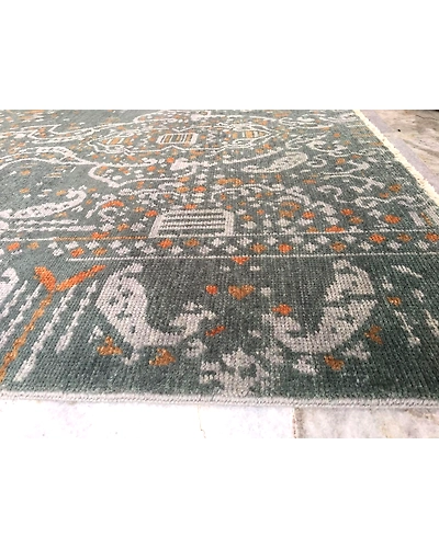 Handknotted Turkish Black Abstract Rug 8x10 7054-Black-8x10-6/40-4