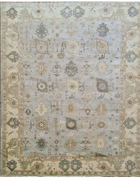 Handknotted Turkish Blue / Beige Rug 8x10 7015