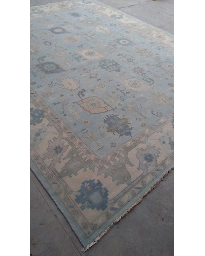 Handknotted Turkish Blue / Beige Rug 8x10 7015-Blue-8x10-6/40-5