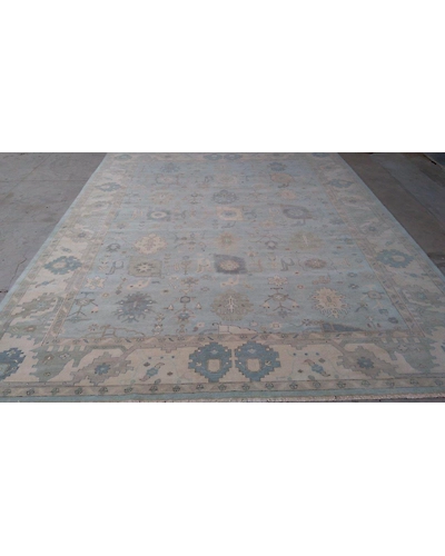 Handknotted Turkish Blue / Beige Rug 8x10 7015-Blue-8x10-6/40-6