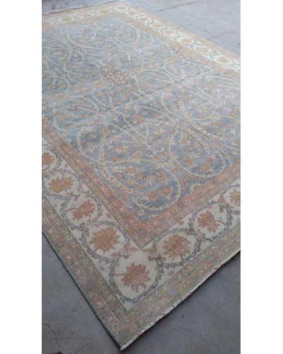 Handknotted Turkish Light Blue / Beige Rug 8x11 7041-Light Blue-8x11-7/40-2
